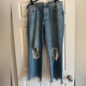 Free People Straight Leg Mid Rise Crop Leg Jeans